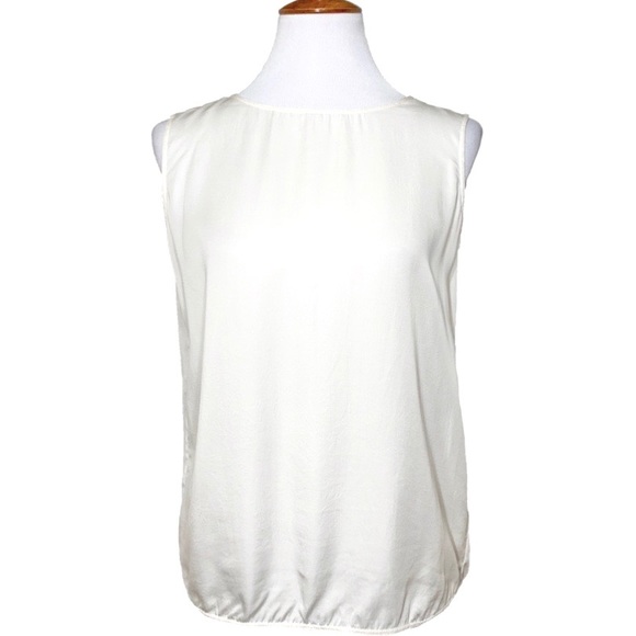 SOLD-Vince Split Back Silk Sleeveless Blouse - Picture 3 of 9